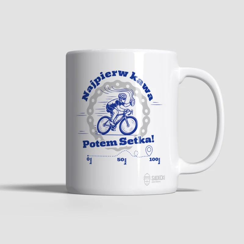 Kubek_Najpierw_Kawa_Potem_Setka Rower biały kubek Kubek_Najpierw_Kawa_Potem_Setka Rower